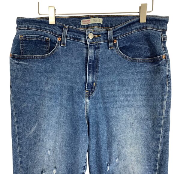 Levi's signature Heritage Easy straight  woman's Blue Distressed Jeans sz16 - Picture 7 of 14